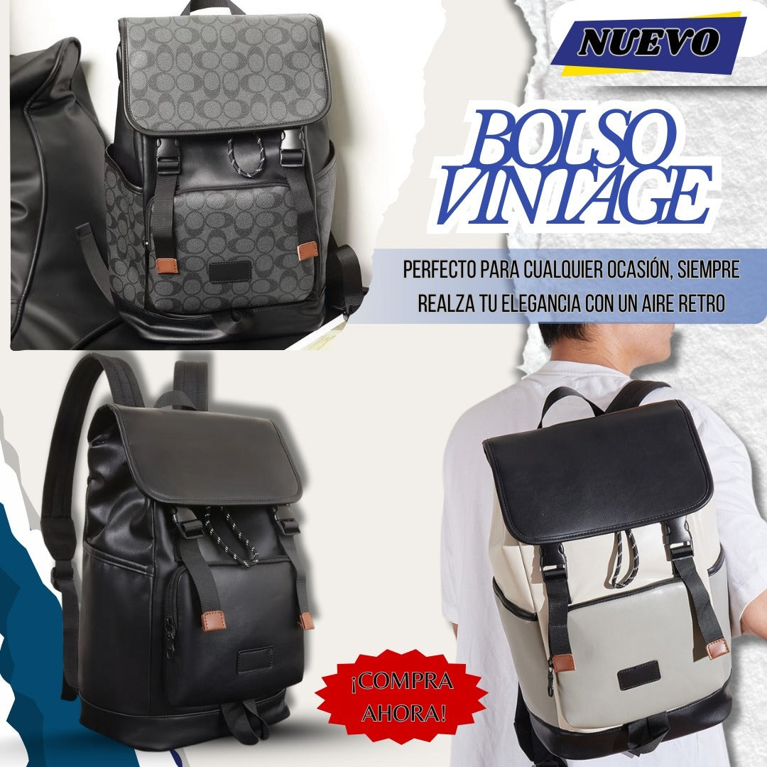 Mochila Vingtage De Cuero Elegante