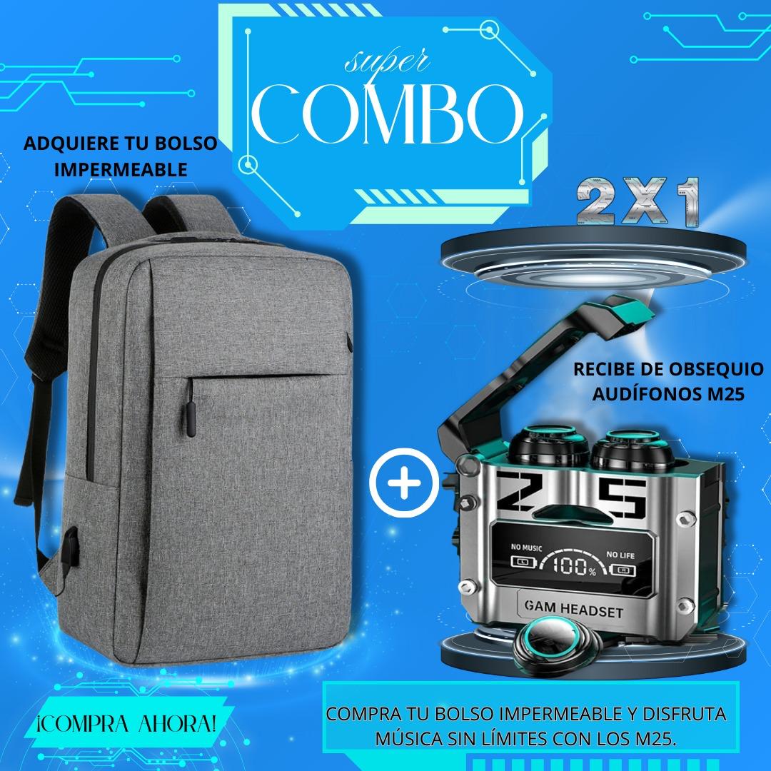 combo ejecutivo bolso + audifonos m25