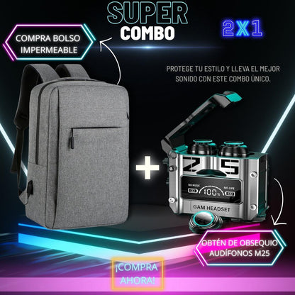 combo ejecutivo  bolso + audifonos m25