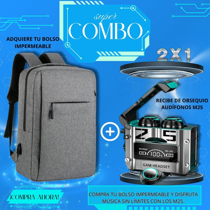 combo ejecutivo  bolso + audifonos m25